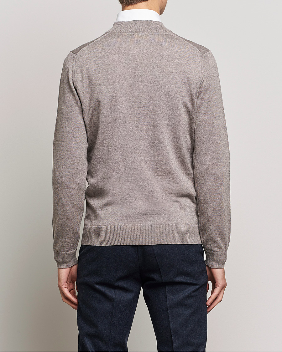 Herren | Pullover | Stenströms | Merino Half Zip Mud Brown