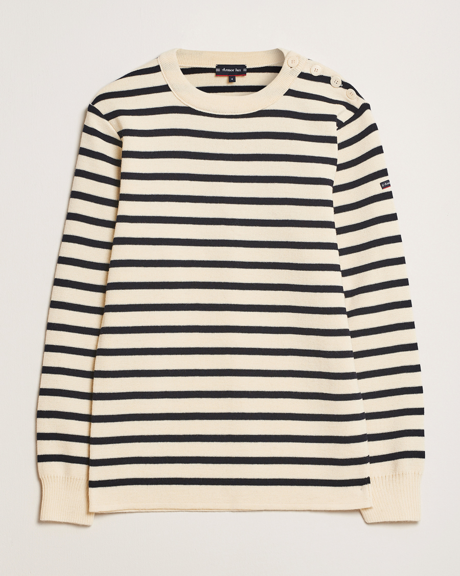 Herren | Pullover | Armor-lux | Fouesnant Classic Sweater Nature/Rich Navy