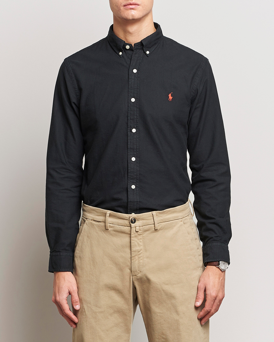 Herren | World of Ralph Lauren | Polo Ralph Lauren | Slim Fit Garment Dyed Oxford Shirt Polo Black
