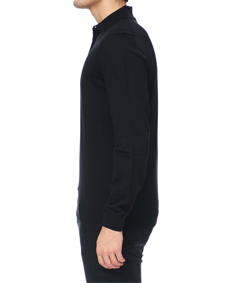 Herren | Pullover | BOSS BLACK | BOSS Grayson Extra Fine Merino Knitted Poloshirt Black