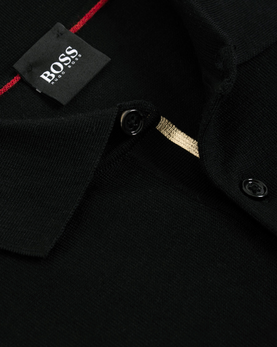 Herren | Pullover | BOSS BLACK | BOSS Grayson Extra Fine Merino Knitted Poloshirt Black