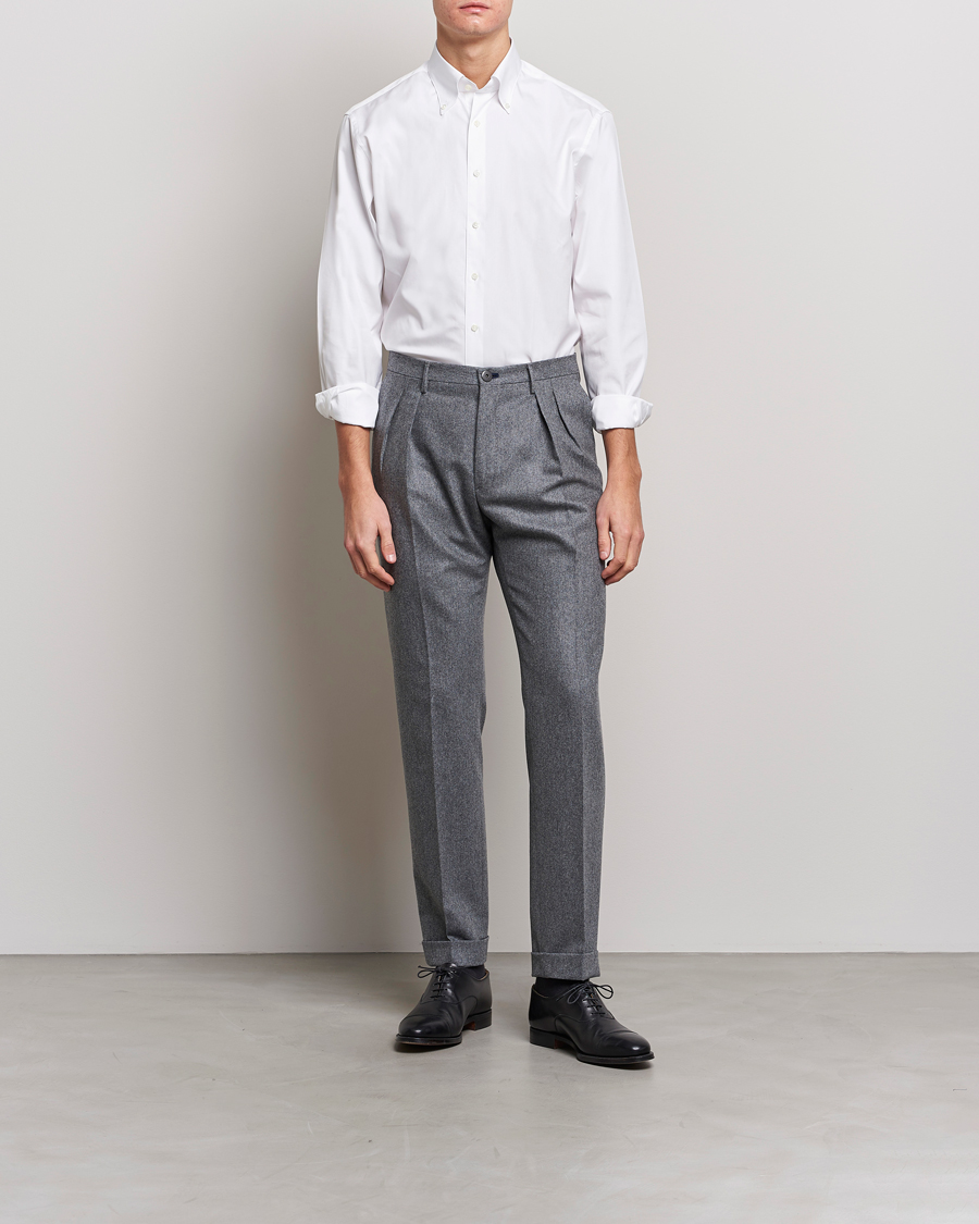 Men | Business Shirts | Stenströms | Fitted Body Button Down Shirt White
