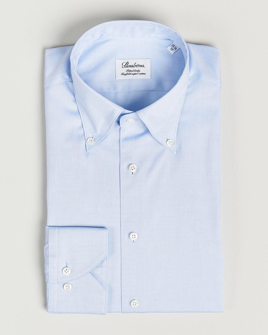 Herren | Hemden | Stenströms | Fitted Body Button Down Shirt Light Blue
