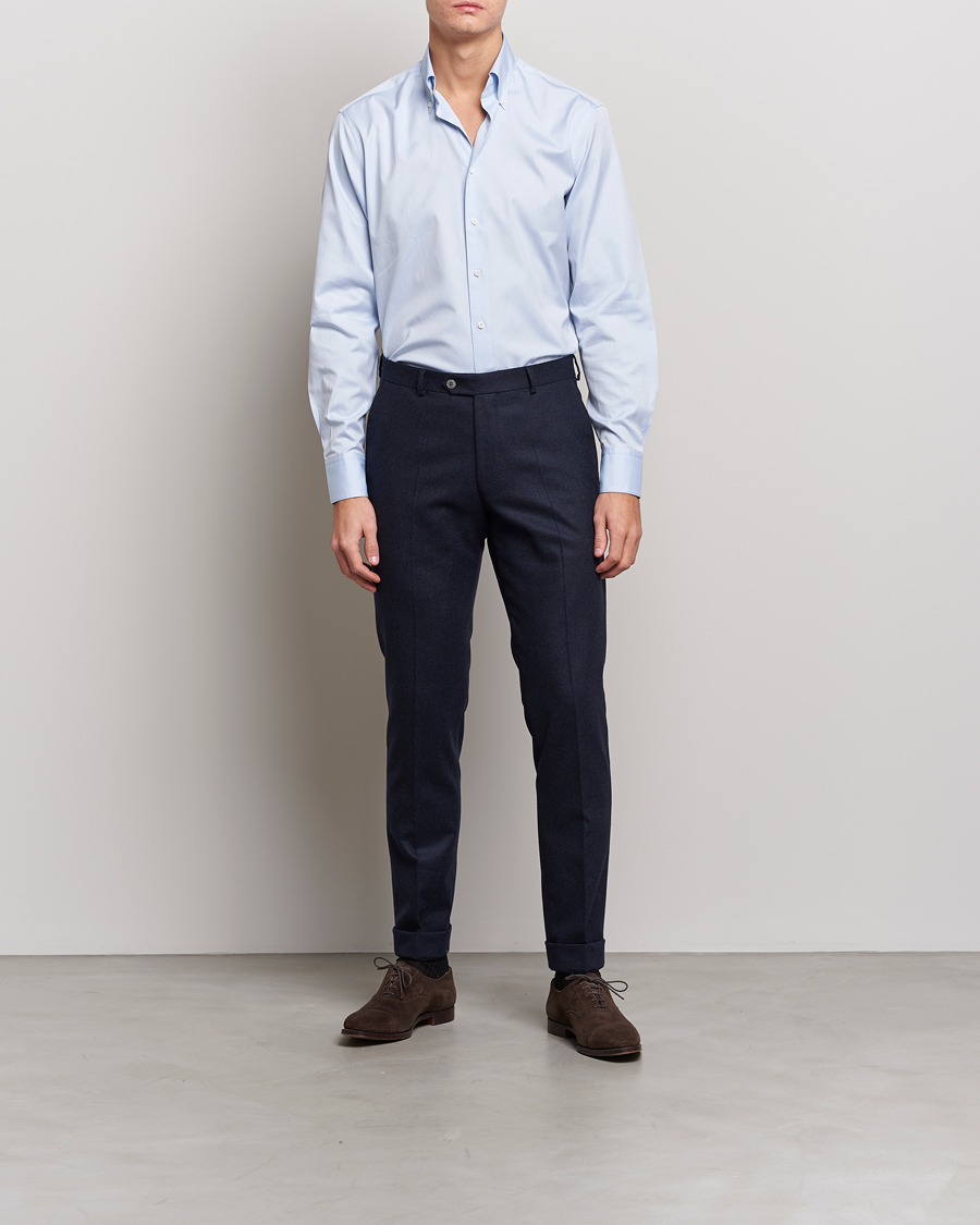 Herren | Business & Beyond | Stenströms | Fitted Body Button Down Shirt Light Blue