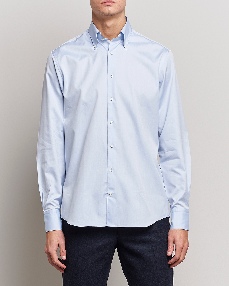 Herren | Hemden | Stenströms | Fitted Body Button Down Shirt Light Blue