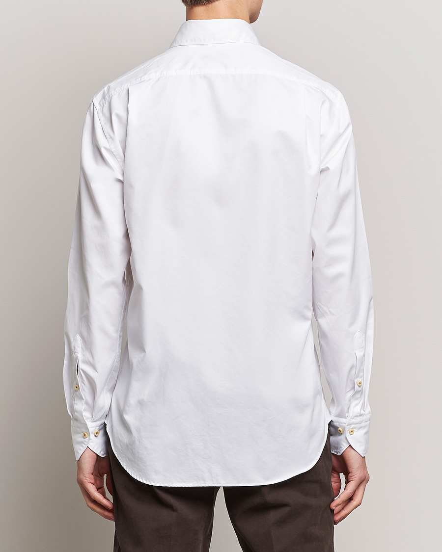 Herren | Hemden | Stenströms | Fitted Body Washed Cotton Plain Shirt White