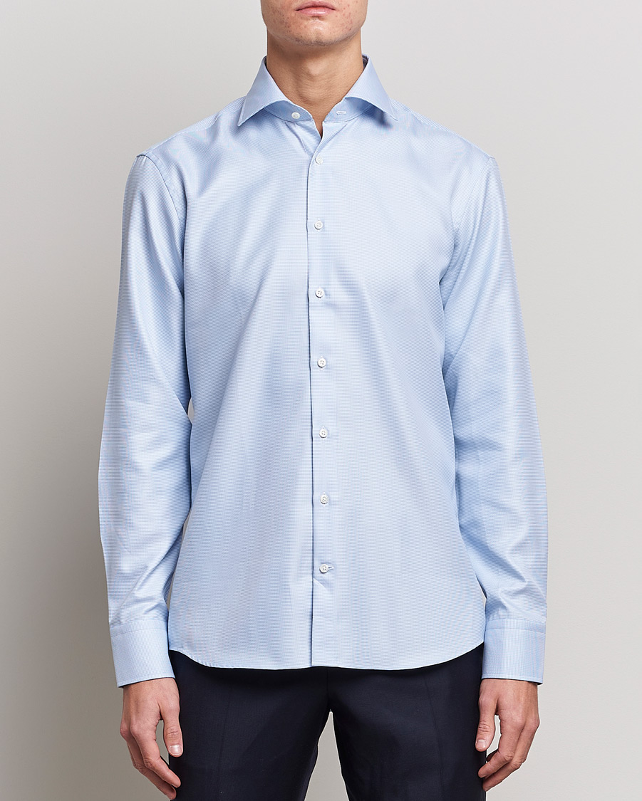 Herren | Hemden | Stenströms | Fitted Body Houndstooth Shirt Blue