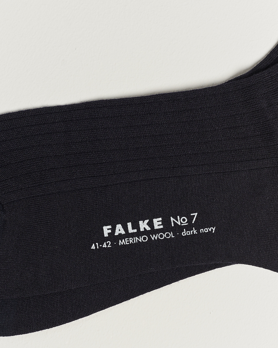 Herren | Falke | Falke | No. 7 Finest Merino Ribbed Socks Dark Navy