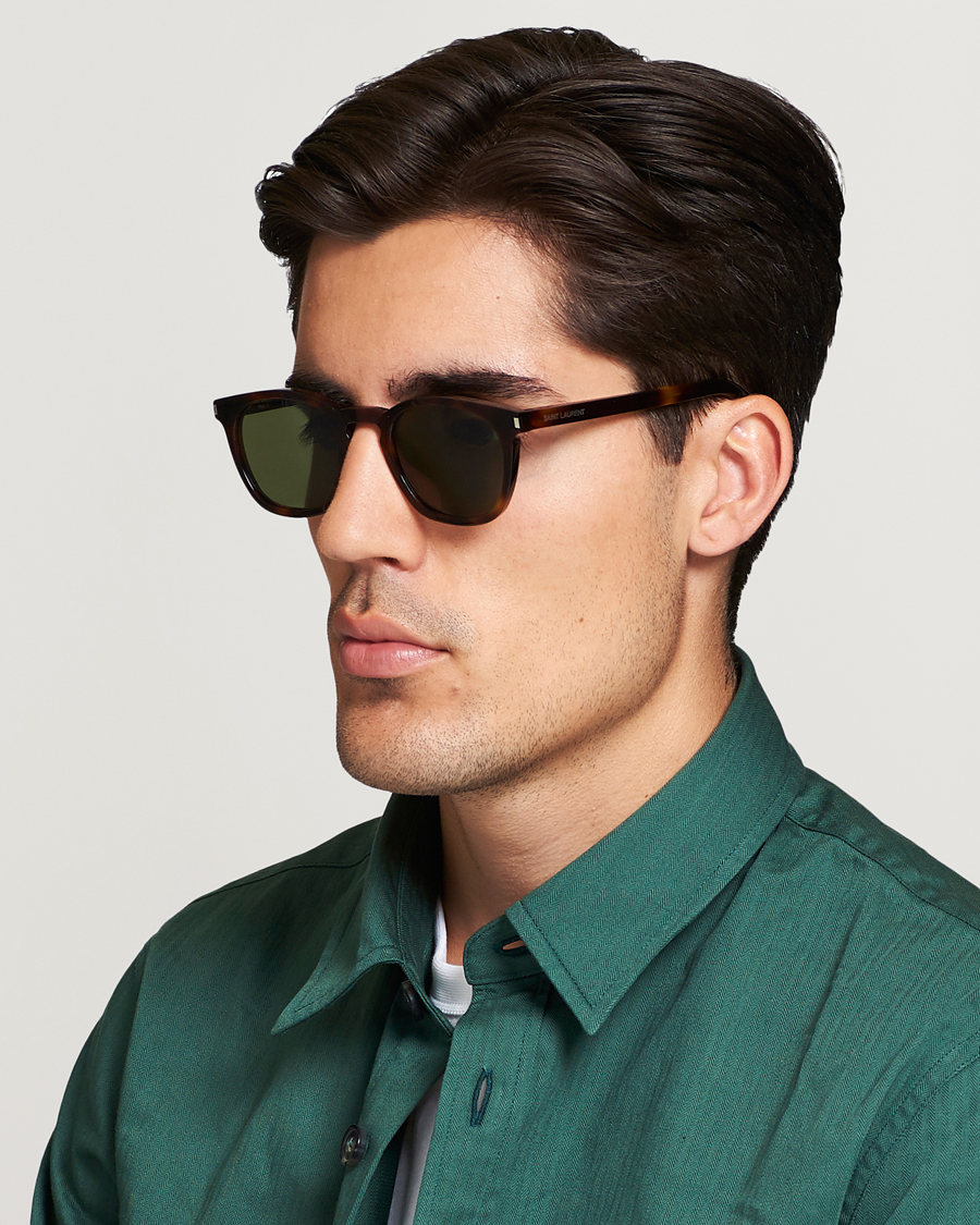 Herren | Gebogene Sonnenbrillen | Saint Laurent | SL 28 Sunglasses Havana/Green