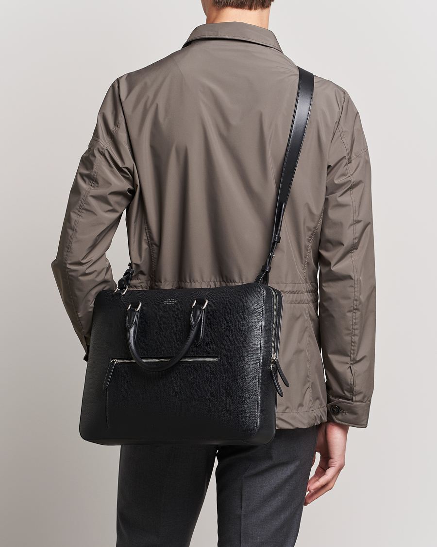 Herren | Accessoires | Smythson | Ludlow Slim Briefcase With Zip Front Black