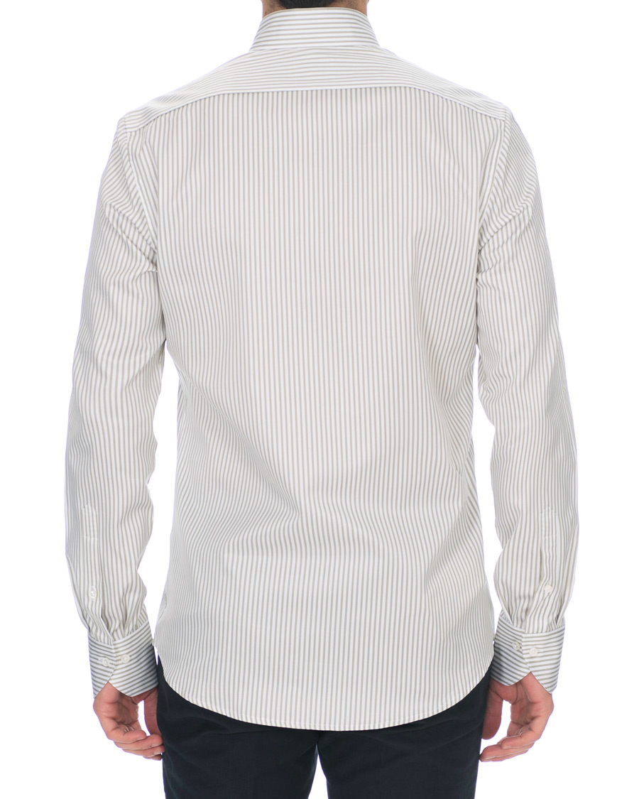 Herren | Hemden | Stenströms | Slimline Striped Twill Button Down Shirt Green