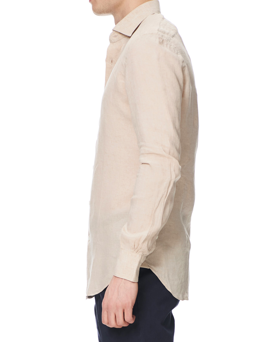 Herren | Hemden | Mazzarelli | Linen Cut Away Shirt Sand