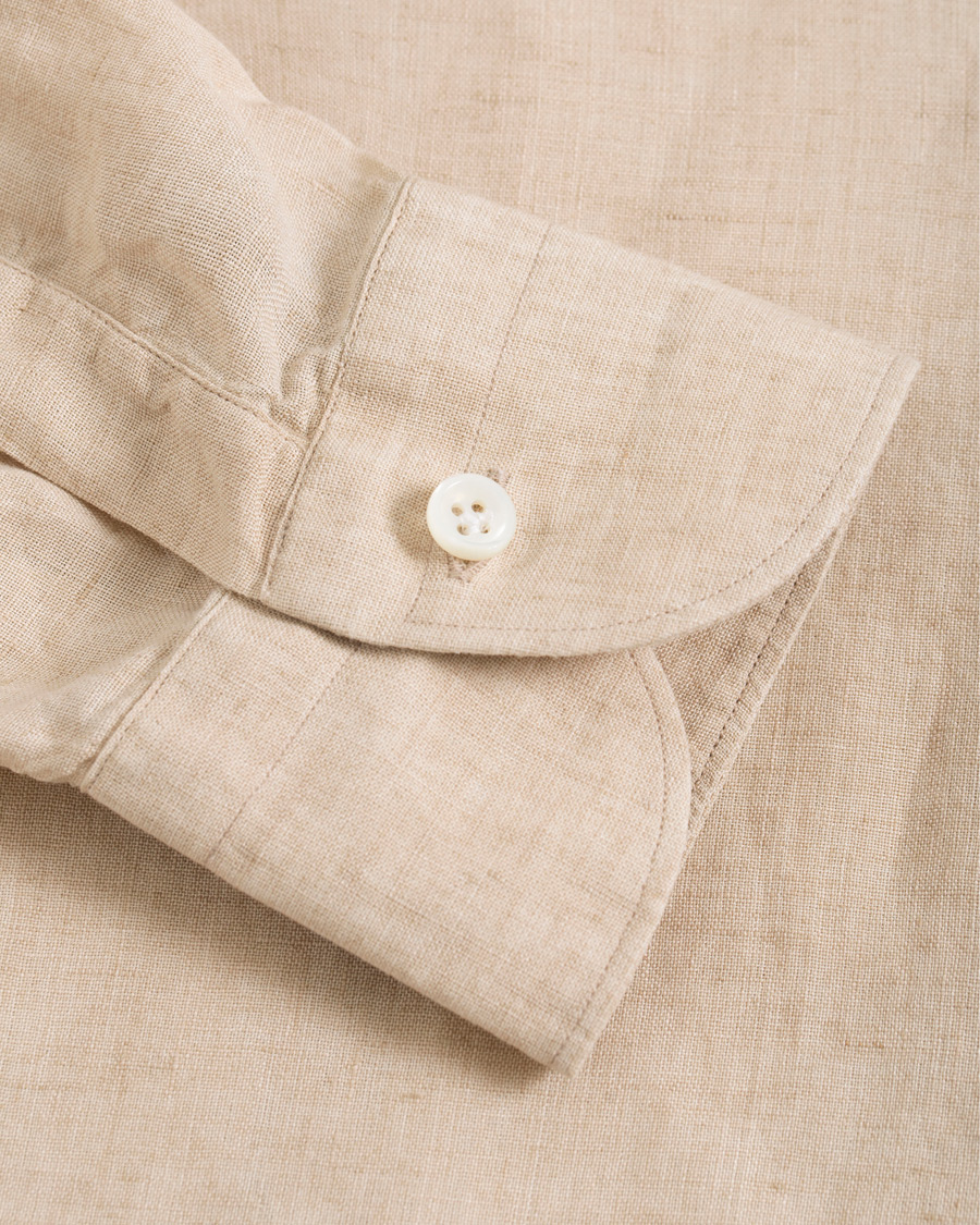 Herren | Hemden | Mazzarelli | Linen Cut Away Shirt Sand