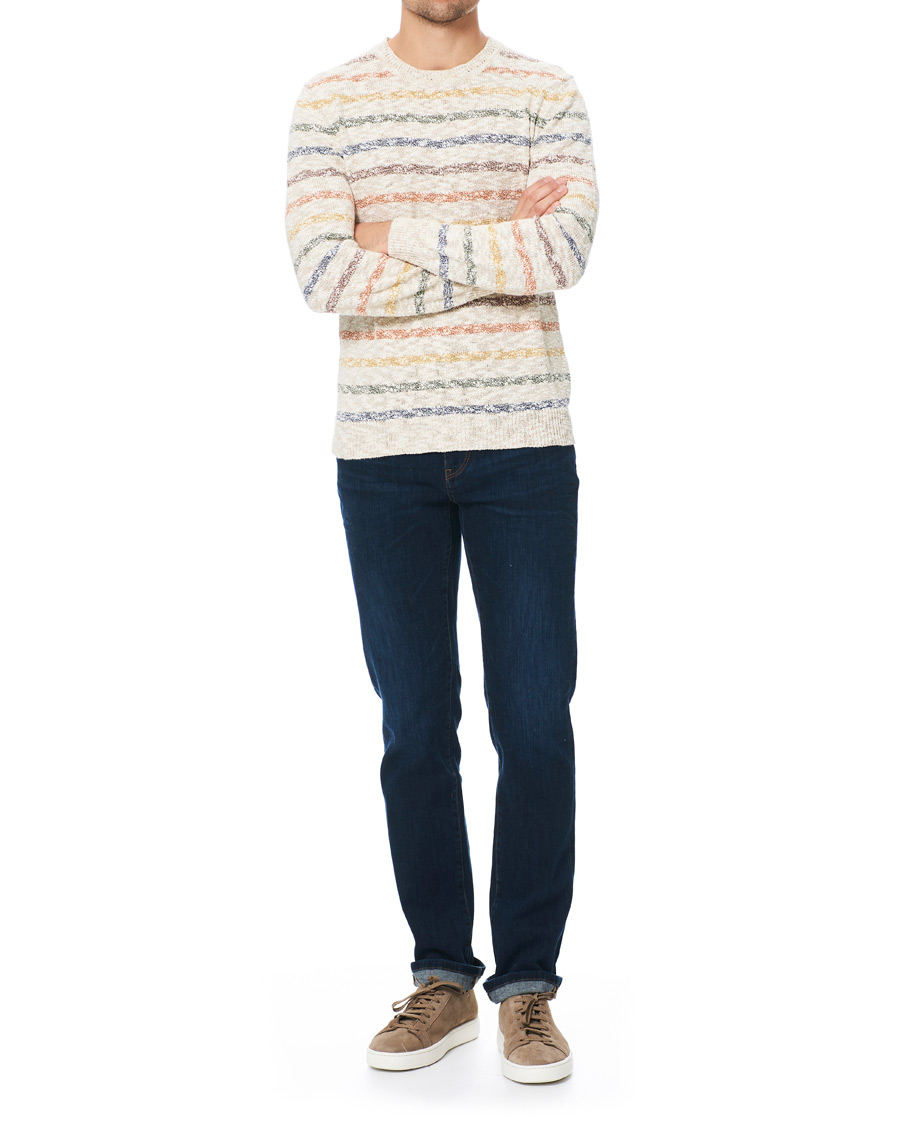 Herren | Pullover | Altea | Cotton/Linen Multi Stripe Sweater Beige