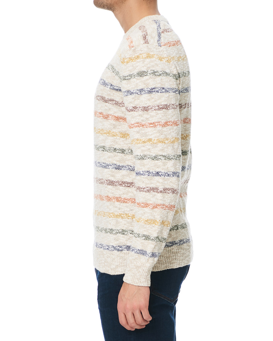 Herren | Pullover | Altea | Cotton/Linen Multi Stripe Sweater Beige