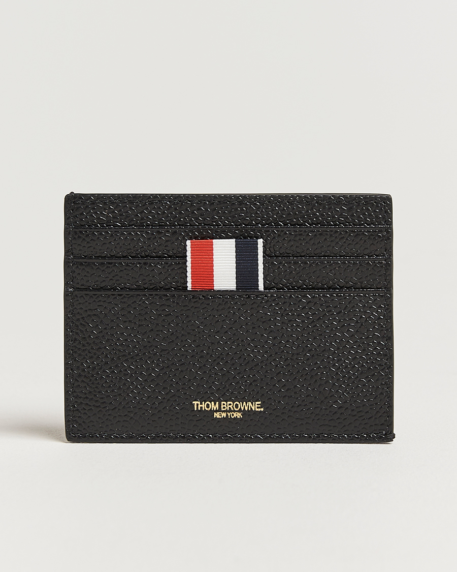 Herren | Thom Browne Pebble Grain Single Card Holder Black | Thom Browne | Pebble Grain Single Card Holder Black