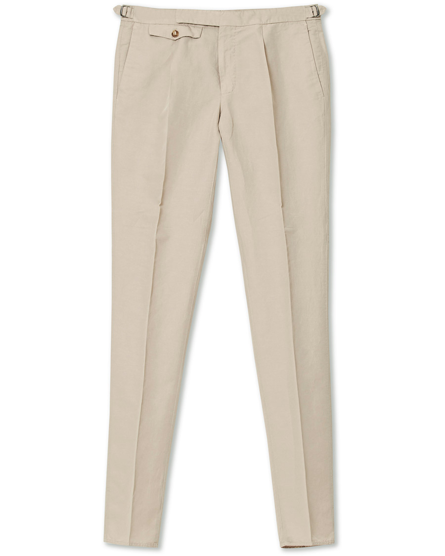 Herren | Hosen | Incotex | Slim Fit Pleated Chinolino Trousers Beige