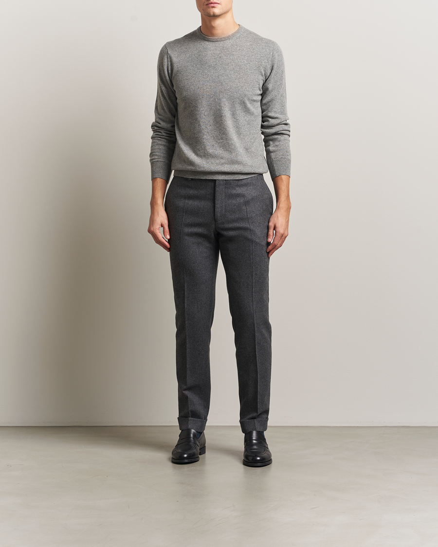 Herren | Pullover | Piacenza Cashmere | Cashmere Crew Neck Sweater Light Grey