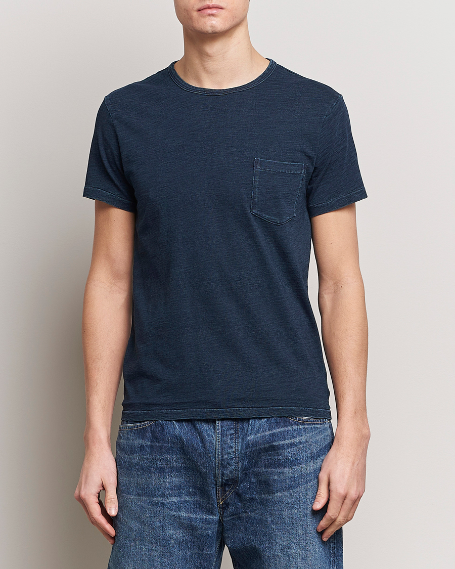 Herren | Kurzarm T-Shirt | RRL | Short Sleeve Pocket Tee Rinsed Indigo