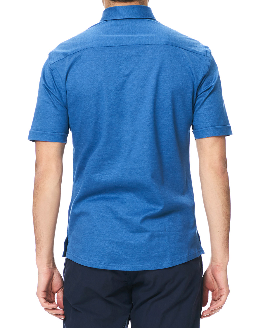 Herren | Poloshirts | Eton | Slim Fit Short Sleeve Pique Shirt Blue