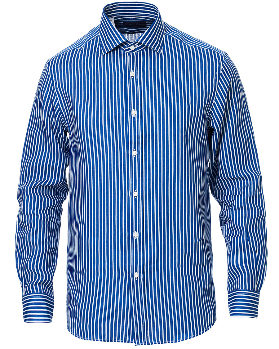 Herren | Hemden | Ralph Lauren Purple Label | Bengal Stripe Linen Shirt Blue/White