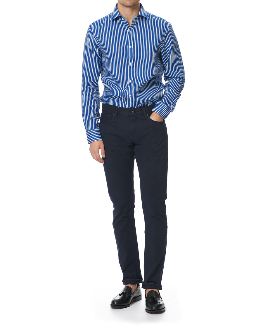 Herren | Hemden | Ralph Lauren Purple Label | Bengal Stripe Linen Shirt Blue/White