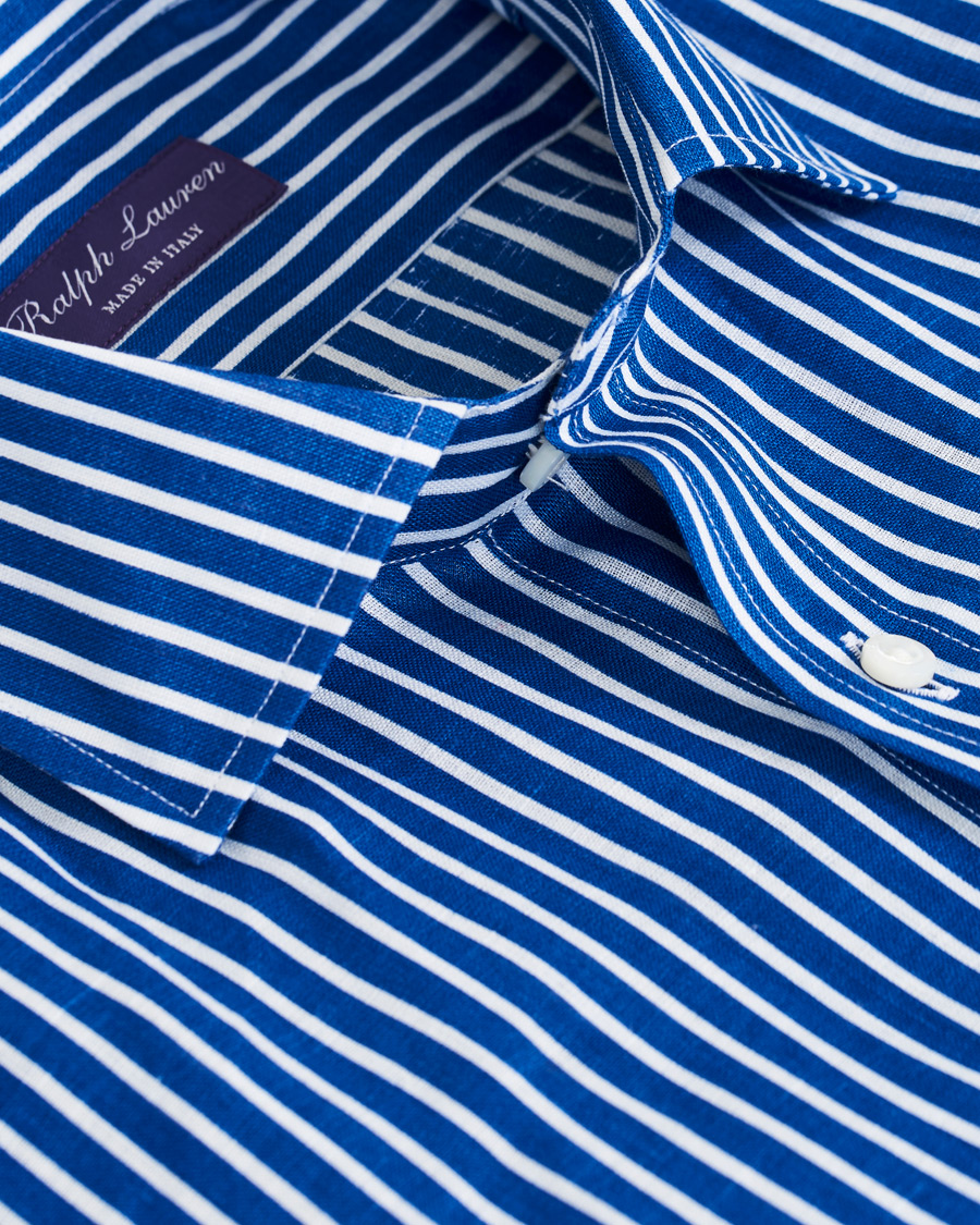 Herren | Hemden | Ralph Lauren Purple Label | Bengal Stripe Linen Shirt Blue/White