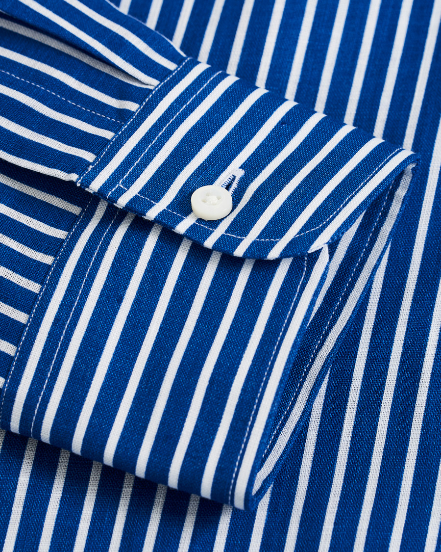 Herren | Hemden | Ralph Lauren Purple Label | Bengal Stripe Linen Shirt Blue/White