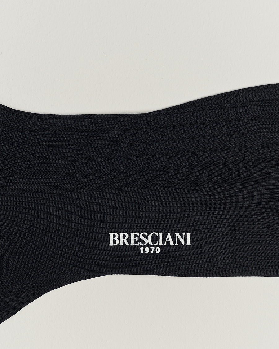 Men |  | Bresciani | Cotton Ribbed Short Socks Navy