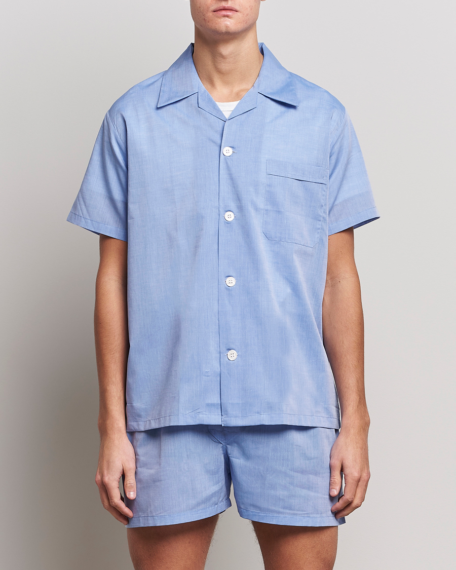 Herr | Pyjamas & Morgonrockar | Derek Rose | Shortie Cotton Pyjama Set Blue