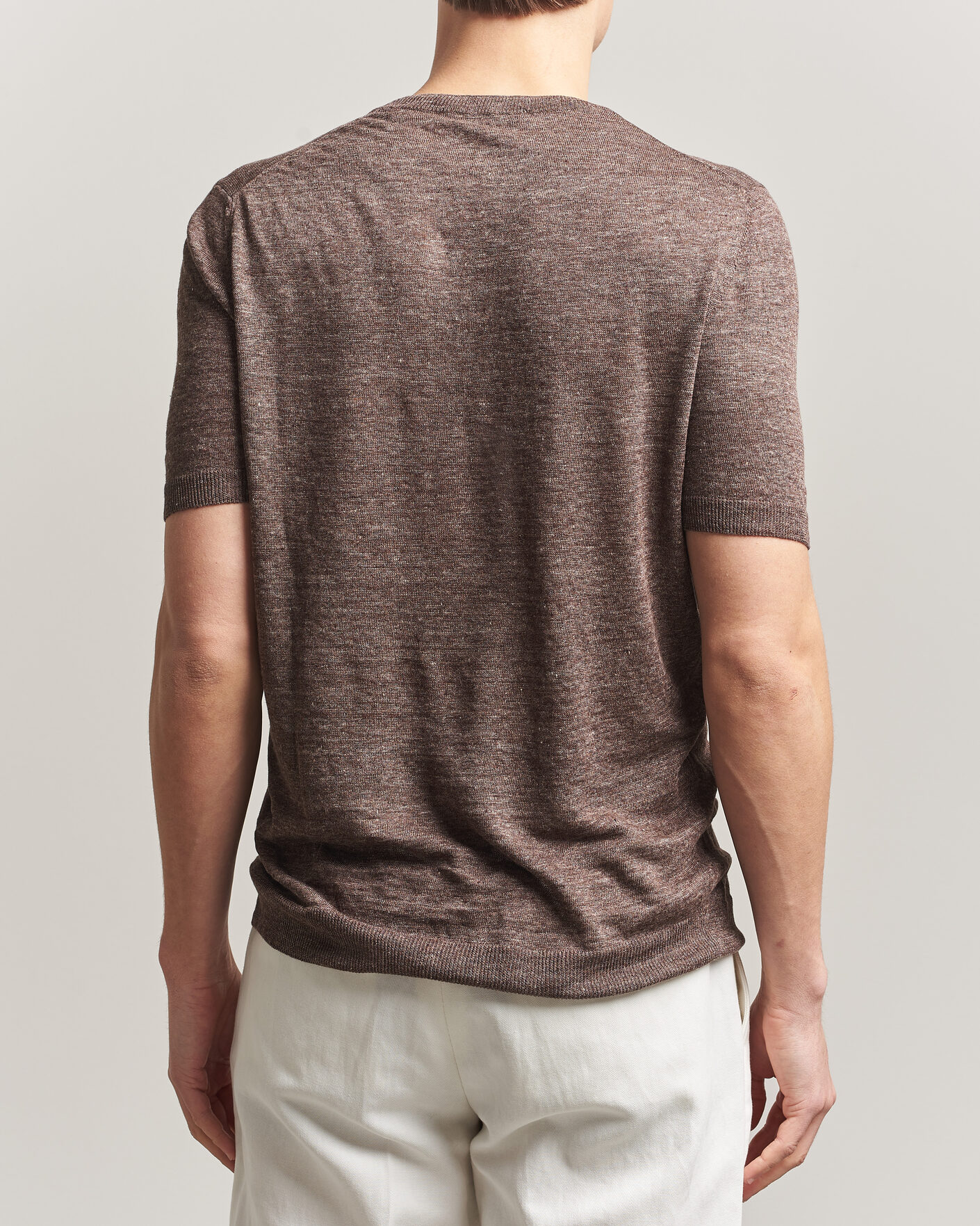 Herren | T-Shirts | Gran Sasso | Crew Neck Linen Tee Light Brown