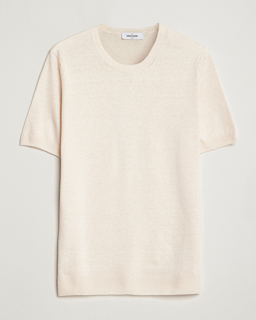 Herren | T-Shirts | Gran Sasso | Cotton/Linen Knitted Tee Cream