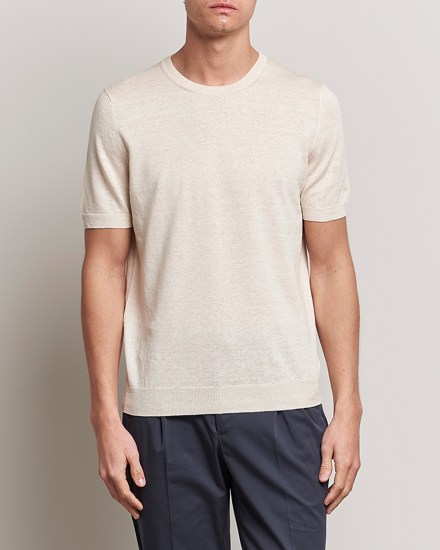 Herren | T-Shirts | Gran Sasso | Cotton/Linen Knitted Tee Cream