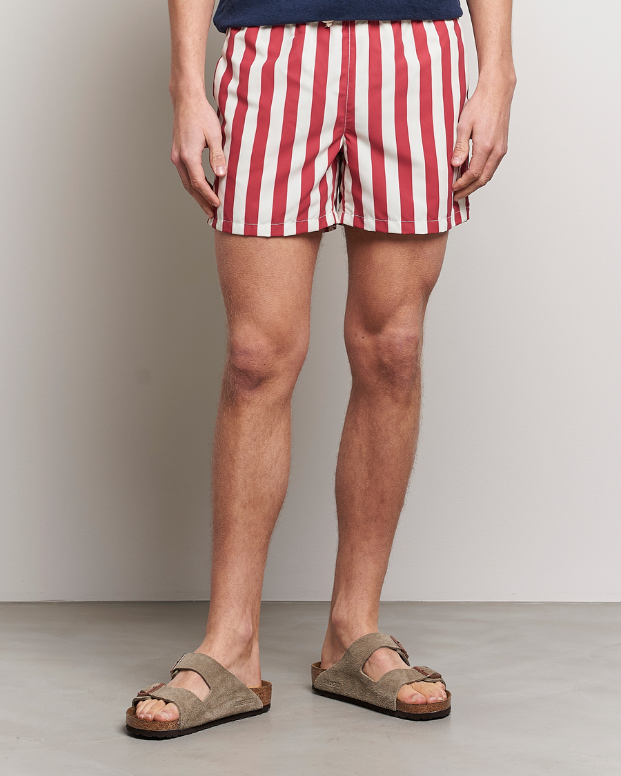 Herren | Italian Department | Ripa Ripa | Paraggi Striped Swimshorts Red/White