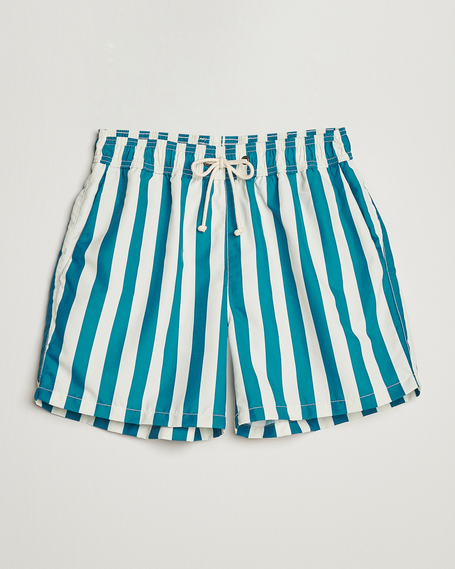 Herren | Ripa Ripa Paraggi Striped Swimshorts Green/White | Ripa Ripa | Paraggi Striped Swimshorts Green/White