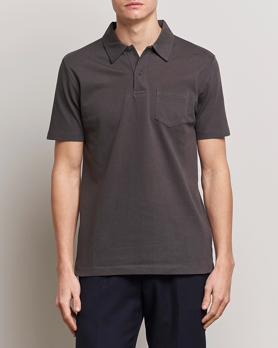 Herren | Kurzarm-Poloshirts | Sunspel | Riviera Polo Shirt Charcoal