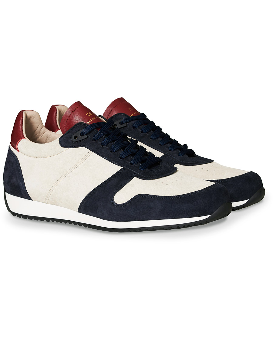 Herren | Zespà ZSP6 Suede Runner Sneakers Off White/Cerise | Zespà | ZSP6 Suede Runner Sneakers Off White/Cerise