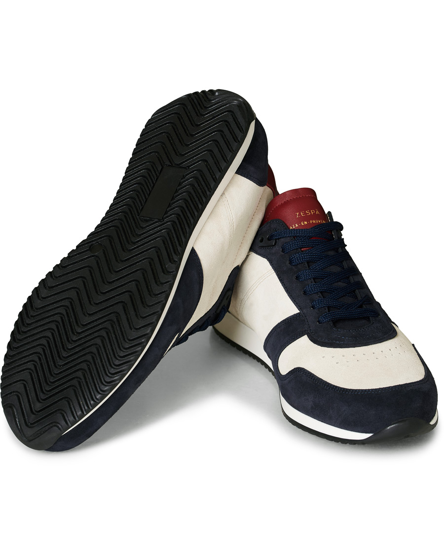 Herren | Zespà ZSP6 Suede Runner Sneakers Off White/Cerise | Zespà | ZSP6 Suede Runner Sneakers Off White/Cerise