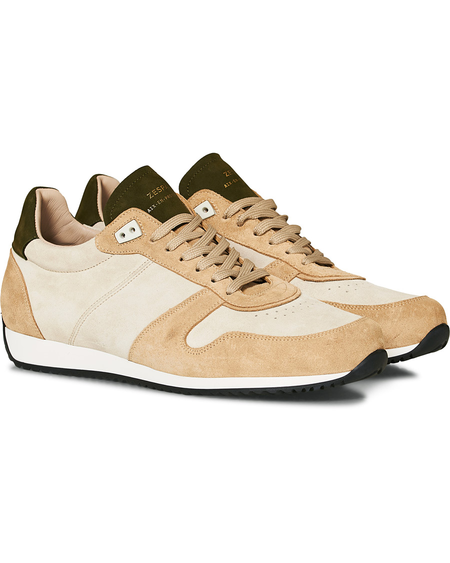 Herren | Zespà ZSP6 Suede Runner Sneakers Off White/Savane | Zespà | ZSP6 Suede Runner Sneakers Off White/Savane