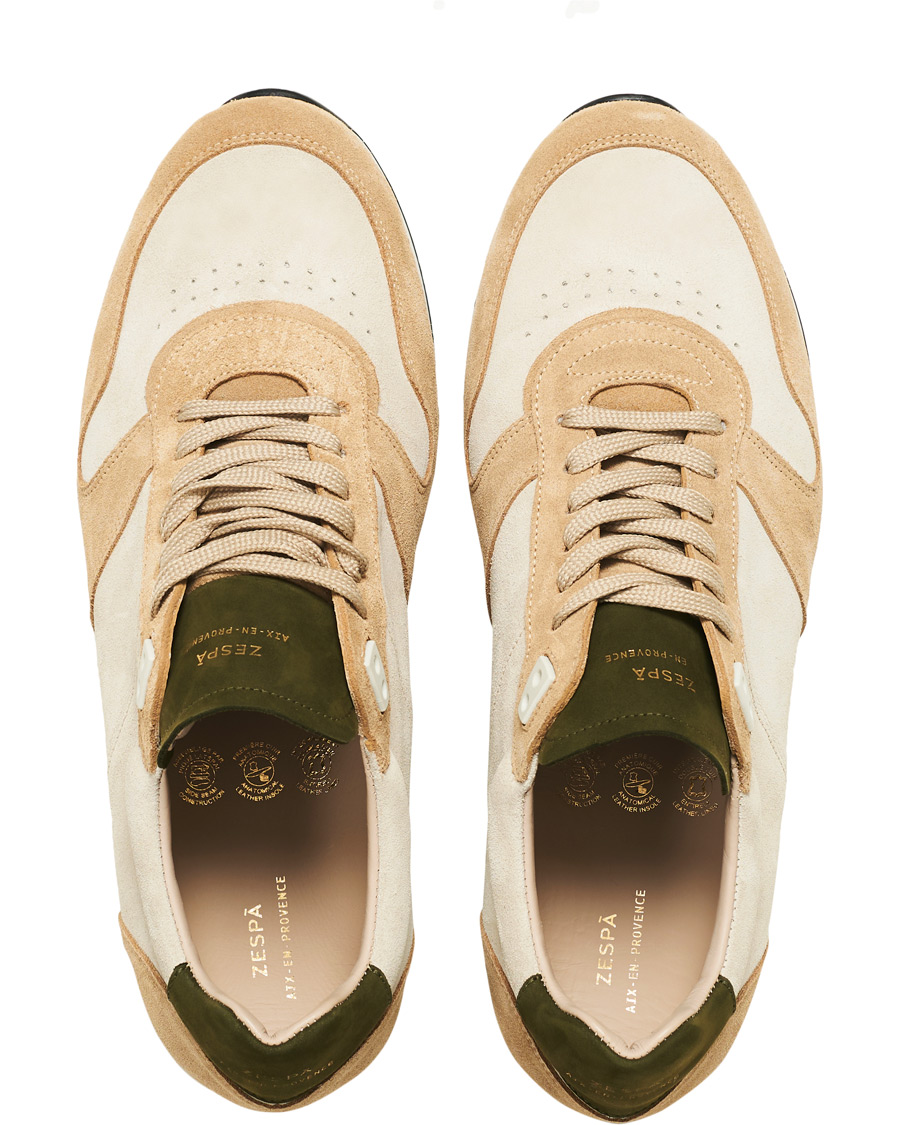 Herren | Zespà ZSP6 Suede Runner Sneakers Off White/Savane | Zespà | ZSP6 Suede Runner Sneakers Off White/Savane