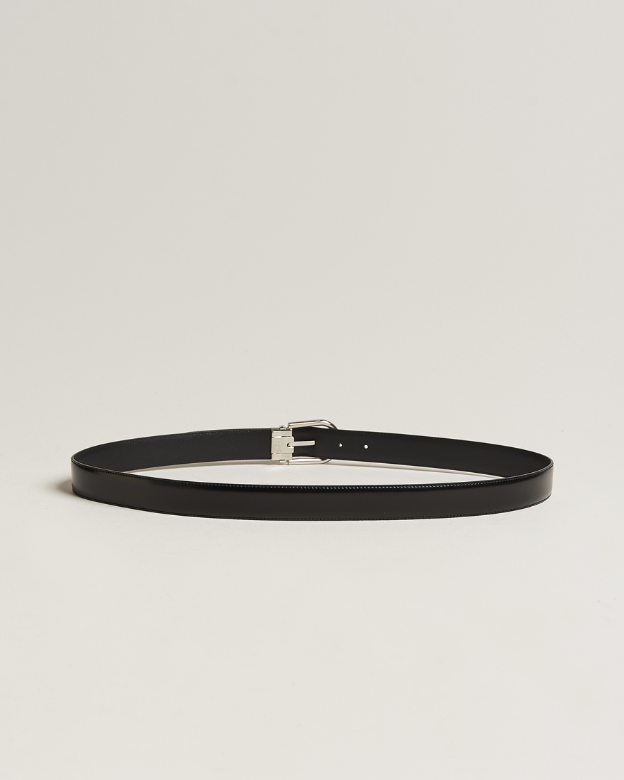 Herren | Montblanc Horseshoe Coated Buckle 30mm Leather Belt Black | Montblanc | Horseshoe Coated Buckle 30mm Leather Belt Black