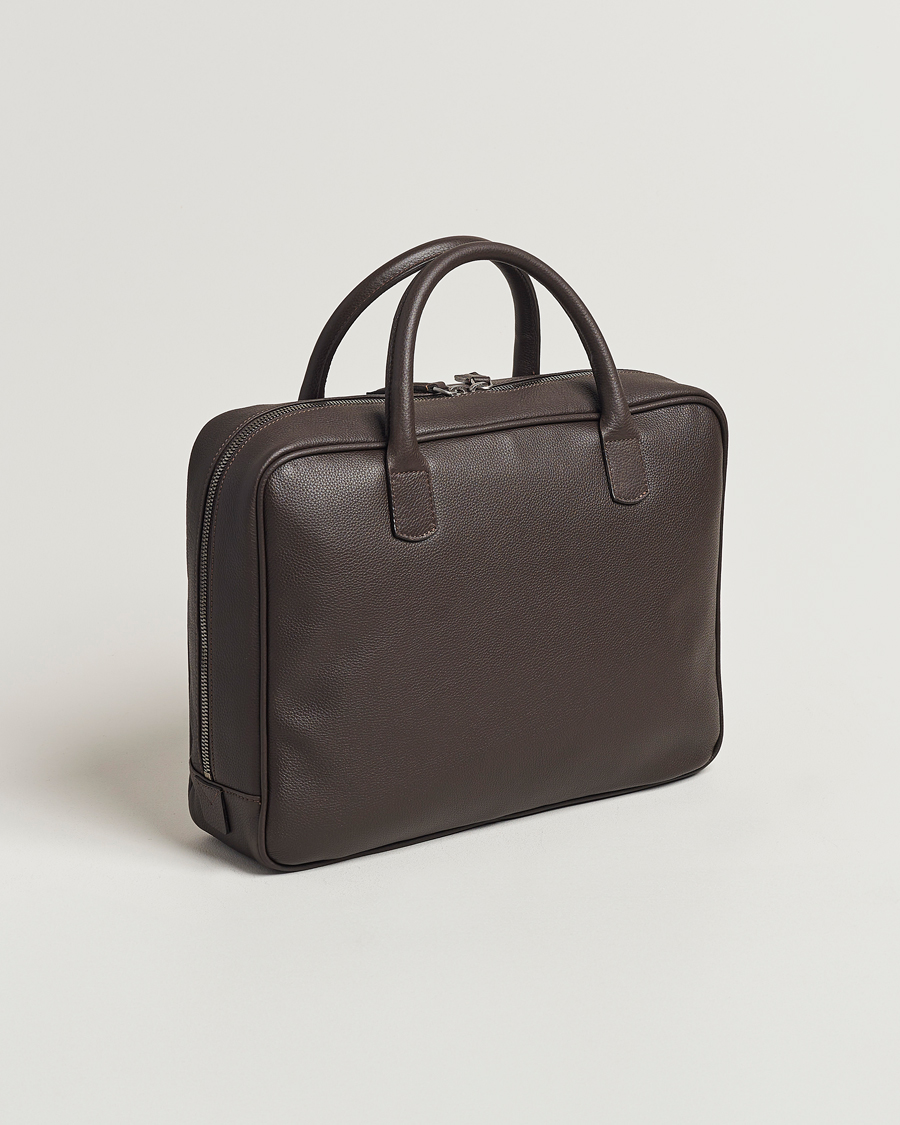 Men | Briefcases | Anderson\'s | Full Grain Leather Briefcase Dark Brown
