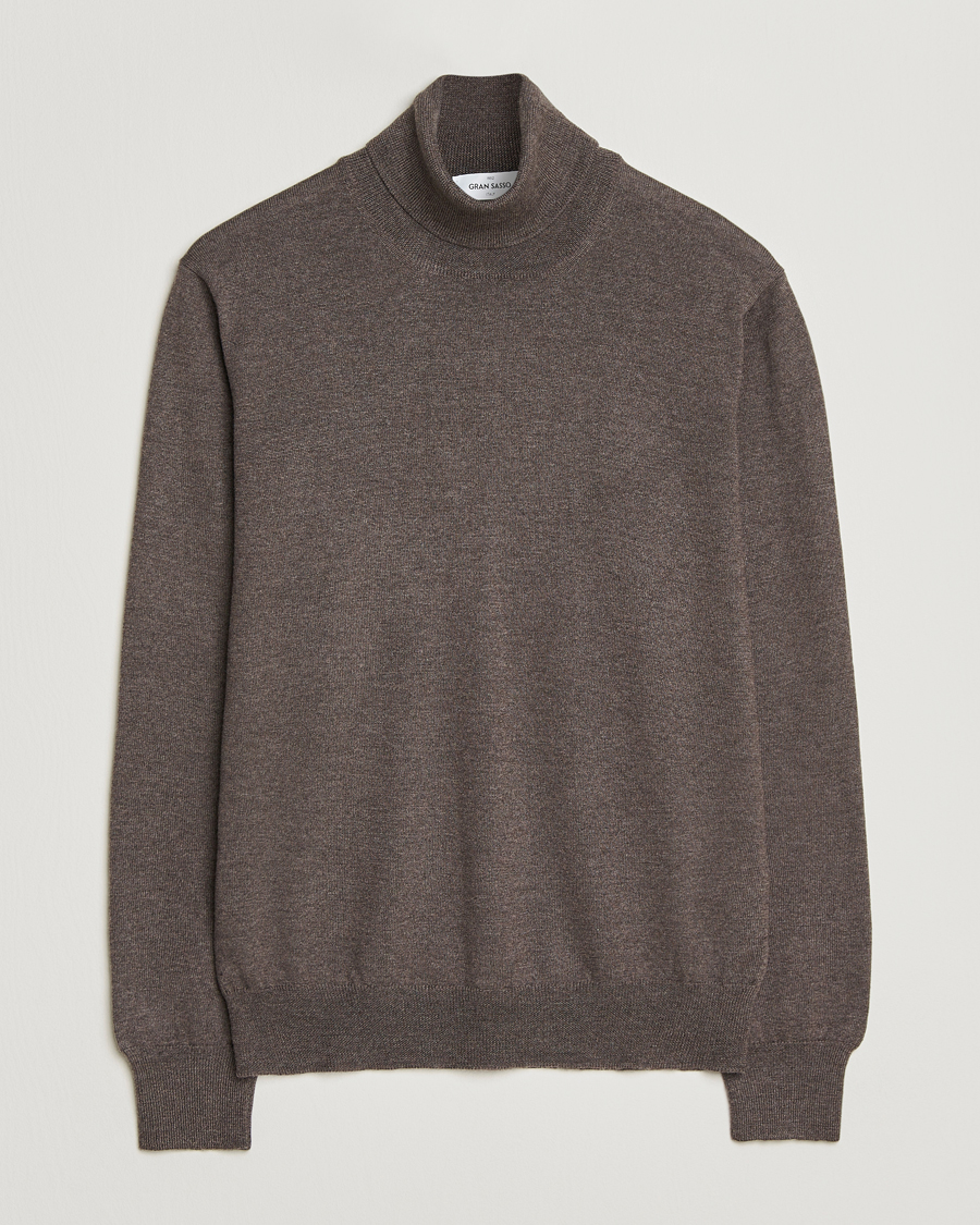 Herren | Pullover | Gran Sasso | Merino Fashion Fit Rollneck Brown Melange