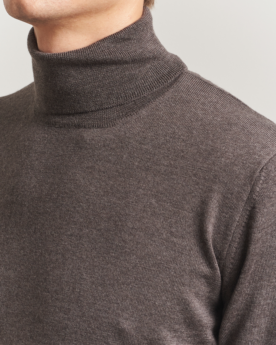 Herren | Pullover | Gran Sasso | Merino Fashion Fit Rollneck Brown Melange