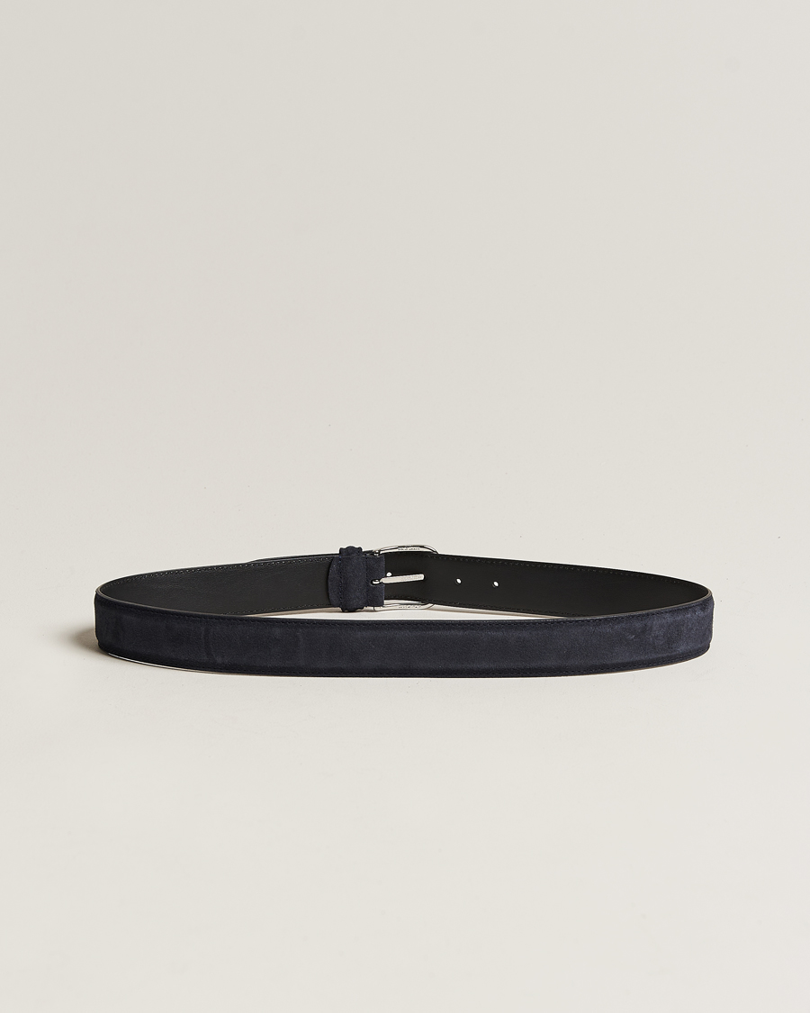 Men | Belts | Anderson\'s | Suede 3,5 cm Belt Navy