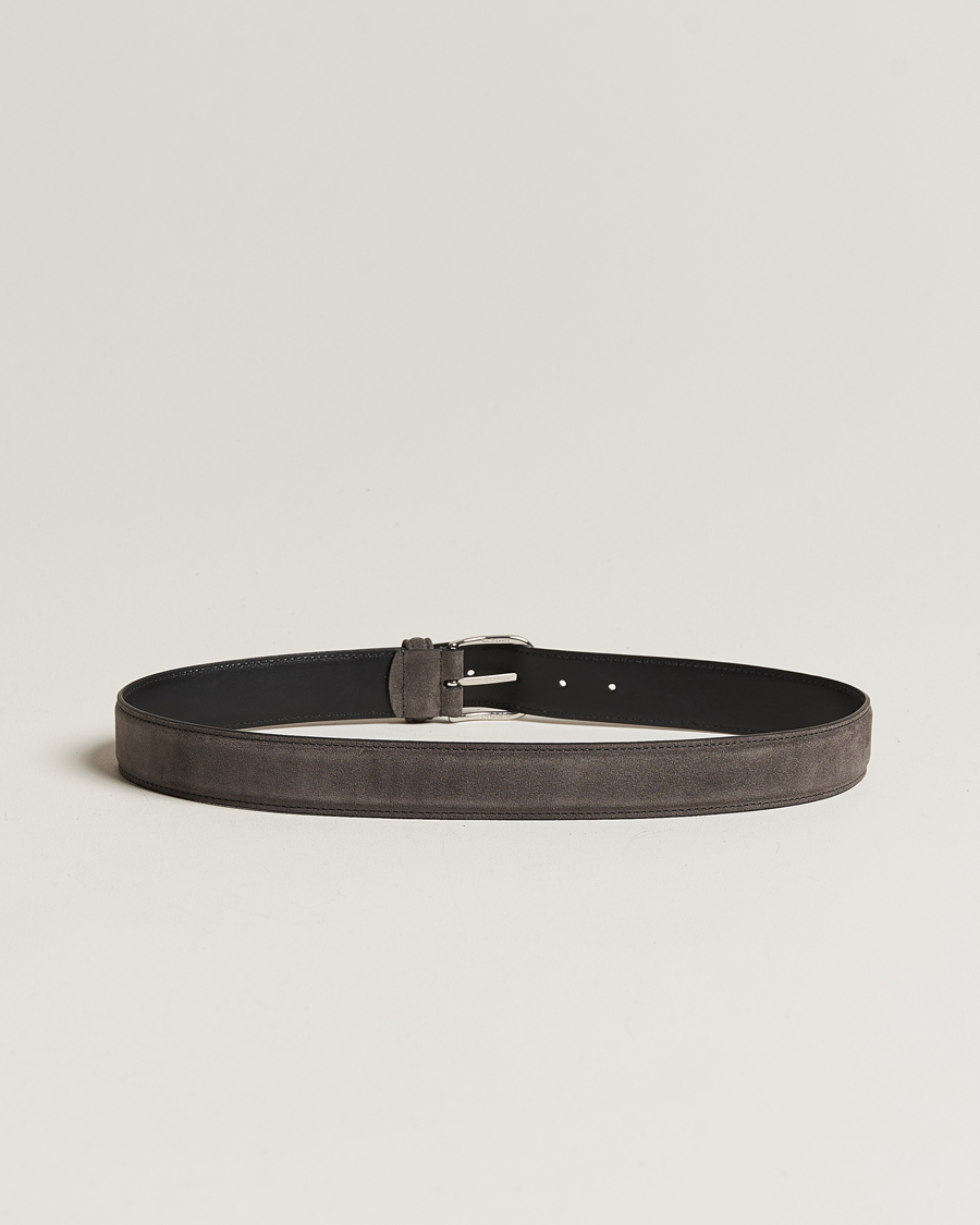 Herren | Schlichte Gürtel | Anderson's | Suede 3,5 cm Belt Grey