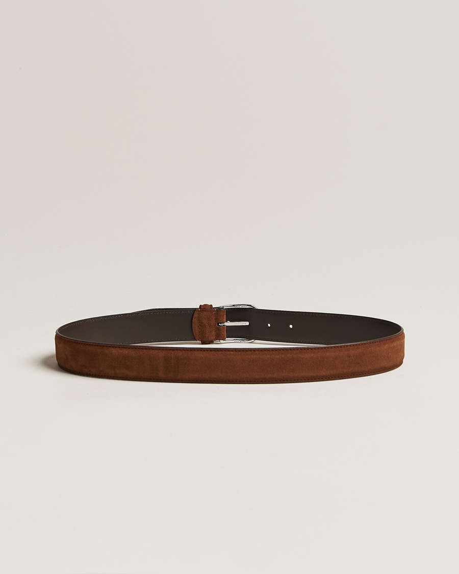 Herren | Accessoires | Anderson's | Suede 3,5 cm Belt Brown