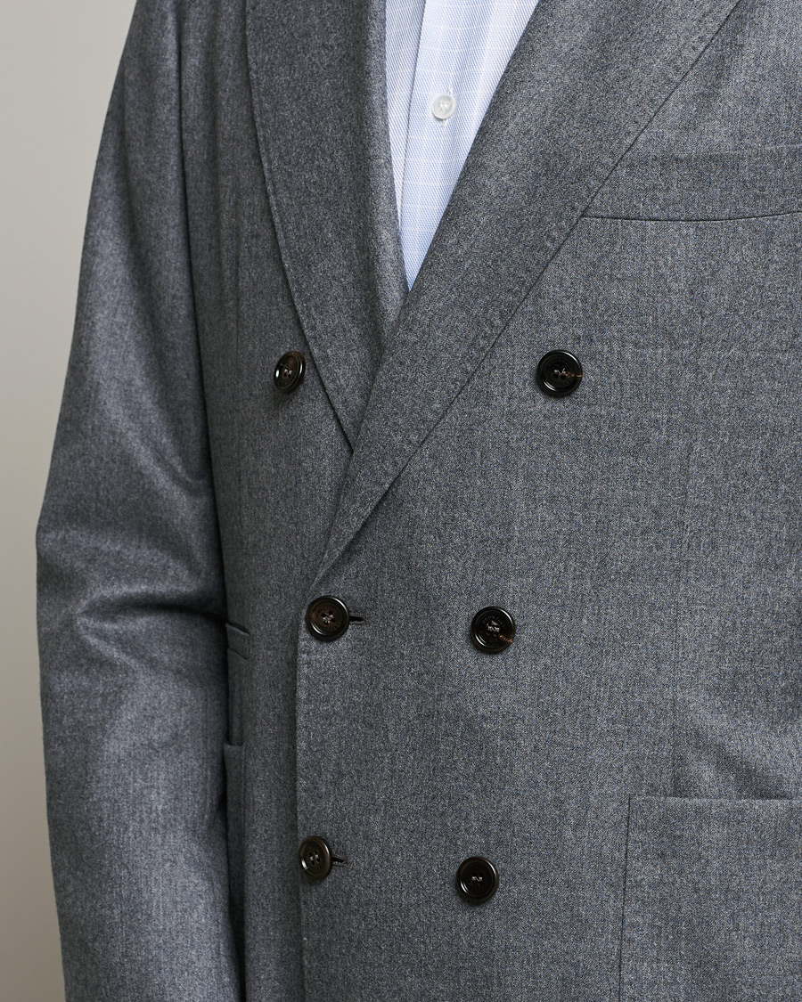 Herren | Sakkos | Brunello Cucinelli | Double Breasted Flannel Blazer Grey Melange