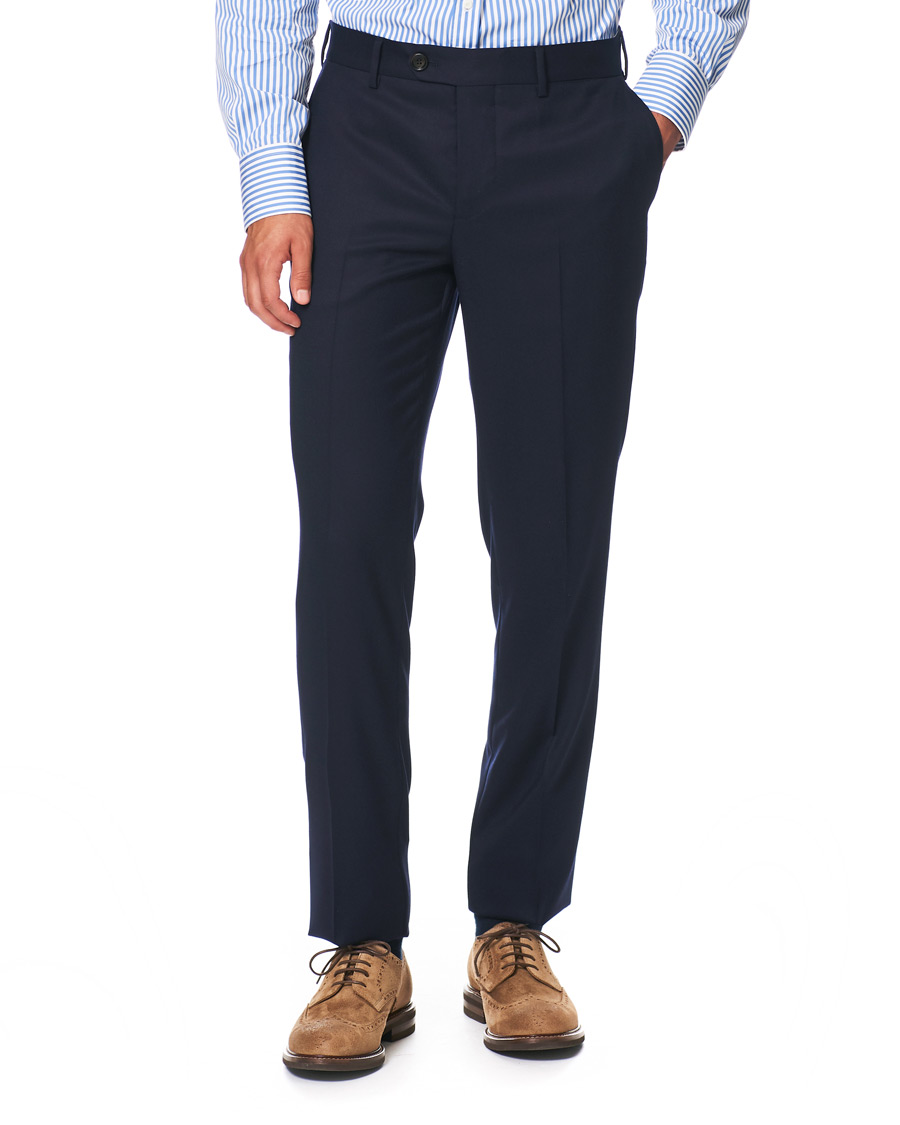 Herren | Hosen | Brunello Cucinelli | Slim Fit Super 120s Flannel Trousers Navy