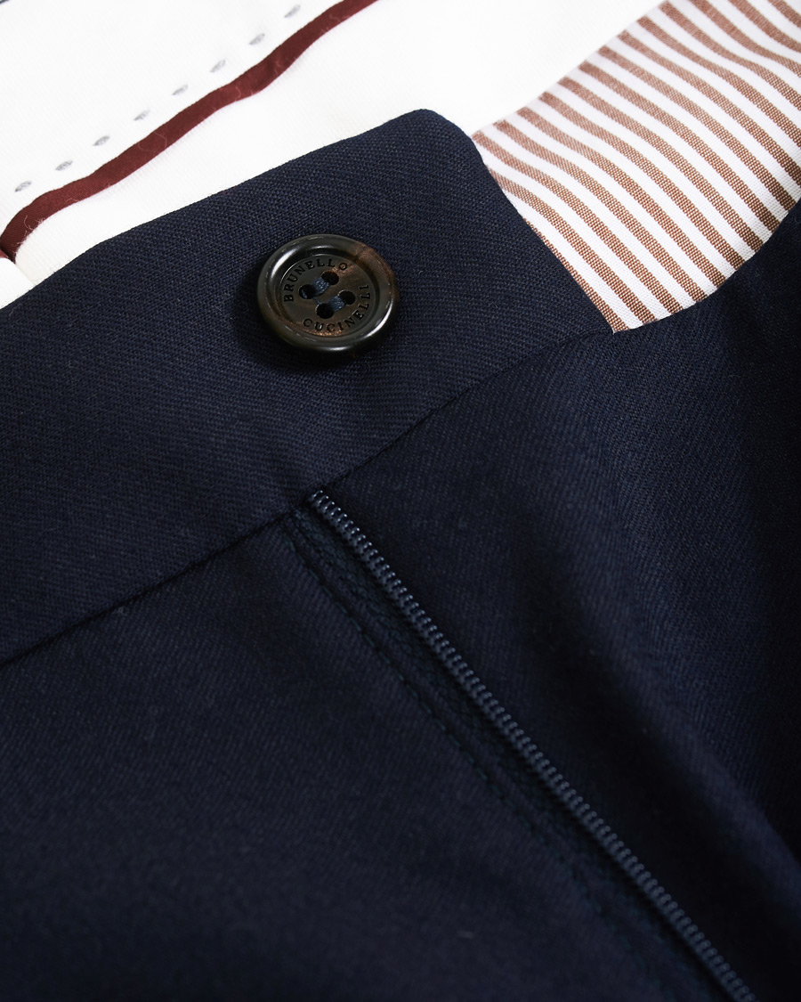 Herren | Hosen | Brunello Cucinelli | Slim Fit Super 120s Flannel Trousers Navy